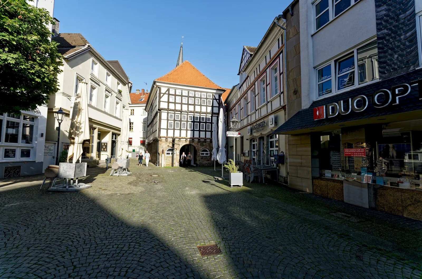 Untermarkt in der Hattinger Altstadt mit Blick auf das Alte Rathaus